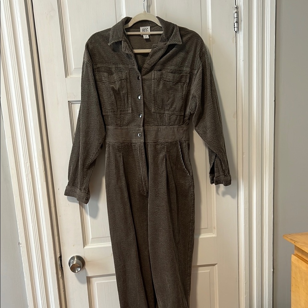 BDG green Jumpsuit with Long Sleeves and Elastic Waist